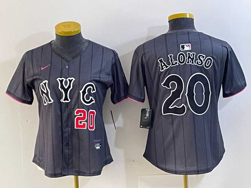 Womens New York Mets #20 Pete Alonso Number Grey 2024 City Connect Cool Base Stitched Jerseys->mlb womens jerseys->MLB Jersey